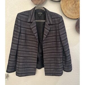 Kasper ASL striped blazer black and gray suit jacket size 14